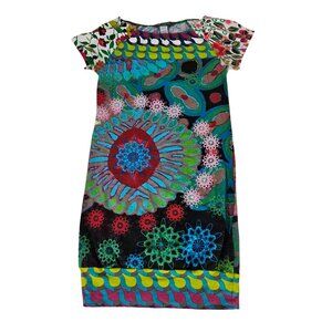 Desigual Womens Multicolor Floral Print Short-Sleeve Dress XS 95% Cotton